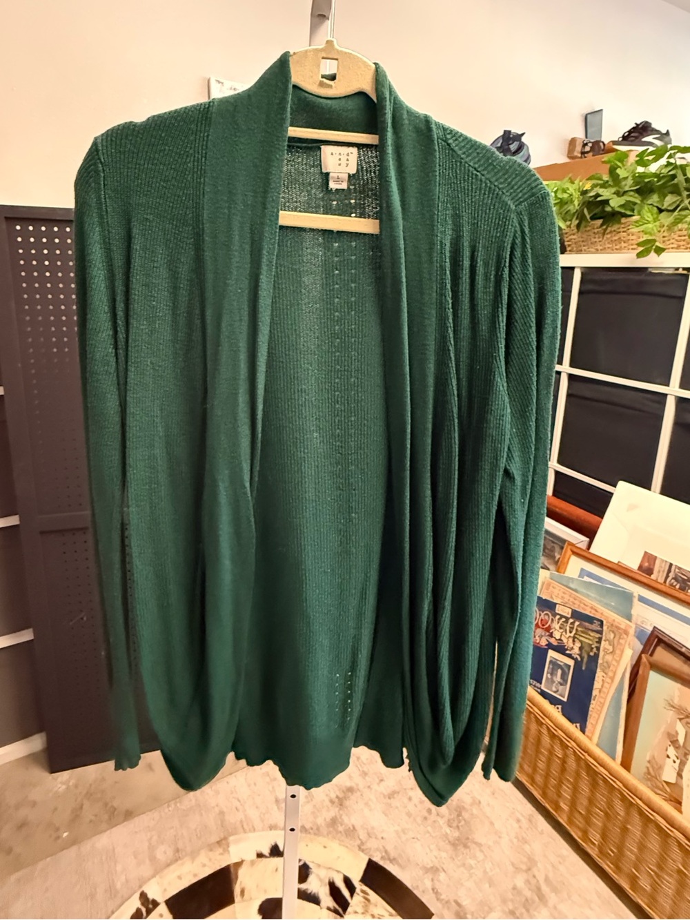 A New Day Emerald Green Open-Front Women's Cardigan Sweater
